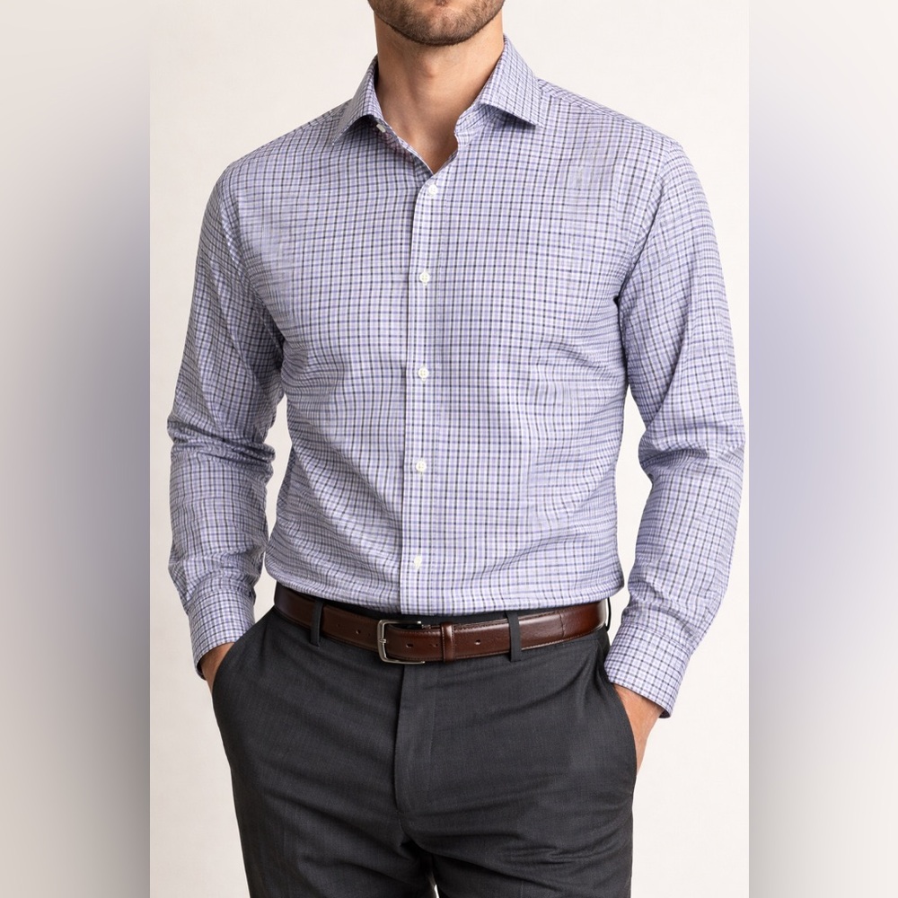 Ralph Lauren Blue and White Check Dress Shirt
